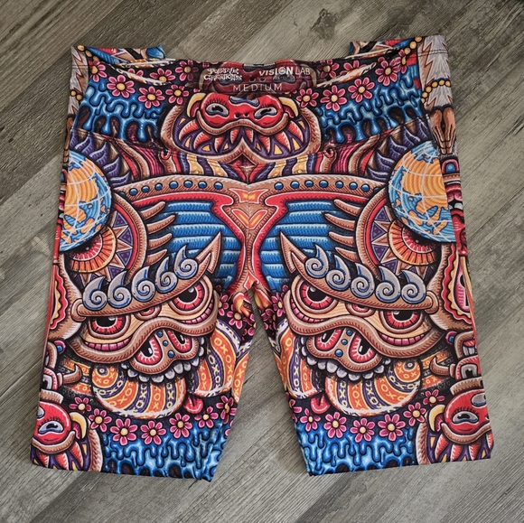 Vision Lab Sz M Colorful Patterned Leggings - Picture 1 of 3